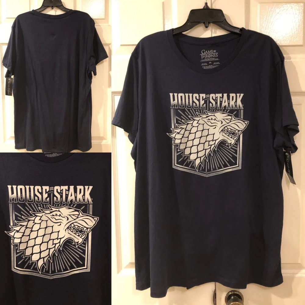NWT~GAME OF THRONES~Official HBO~HOUSE OF STARK~Black & Gray T-Shirt~Sz 2XL